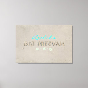 SANDY BEACH Bat Mitzvah Memory Sign-In Board Canvas Print