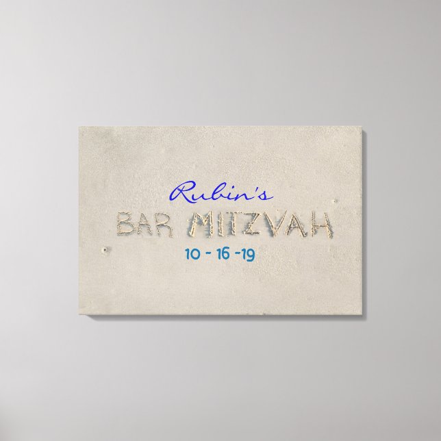 SANDY BEACH Bat Mitzvah Memory Sign-In Board Canvas Print (Front)