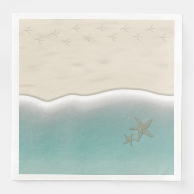 Sandy Beach Bird Footprints Paper Dinner Napkins (Front)