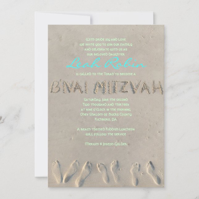 SANDY BEACH BNAI Mitzvah Invitation (Devant)