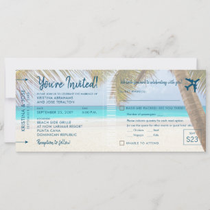 Sandy Beach Boarding Pass Mariage Invitation avec
