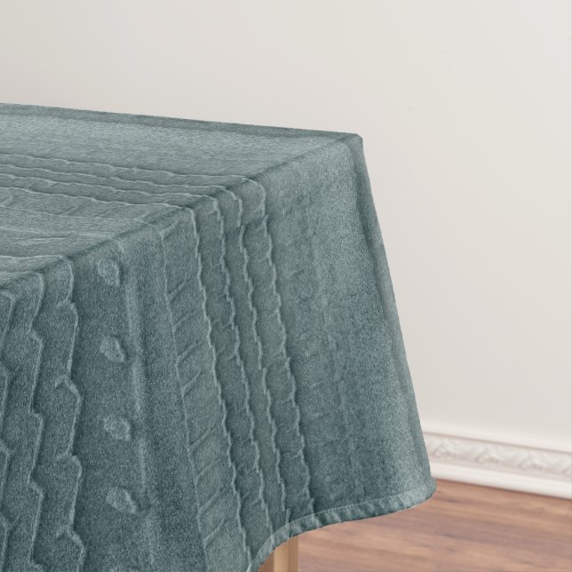 Sandy Beach Car Tire Trace Teal Tablecloth (In Situ)