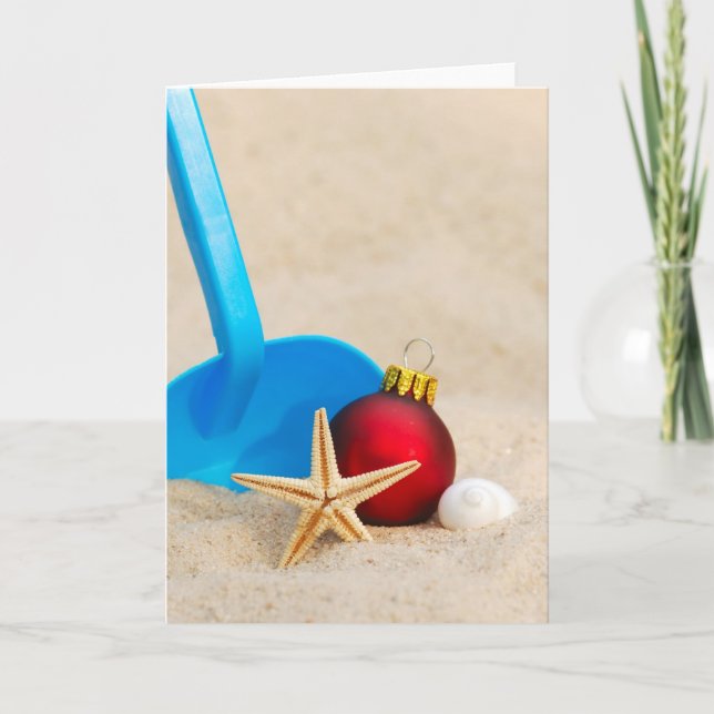 Sandy Beach Christmas Holiday Card (Front)