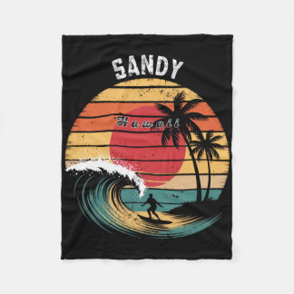 Sandy Beach Hawaii Beach Surfing  Fleece Blanket
