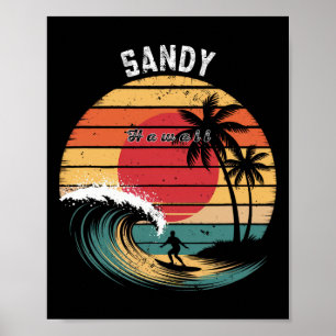 Sandy Beach Hawaii Beach Surfing Poster