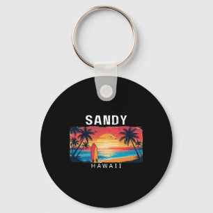 Sandy Beach Hawaii Men Women Surfing Keychain