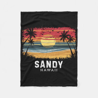 Sandy Beach Hawaii Surfboard Beach  Fleece Blanket
