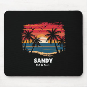 Sandy Beach Hawaii Surfboarder Palm Tree Souvenir Mouse Pad