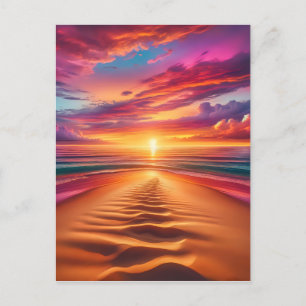 Sandy Beach Leading to a Vibrant Sunset Postcard