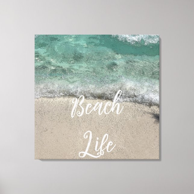 Sandy Beach Life Teal Blue Trendy Artsy Abstract  Canvas Print (Front)