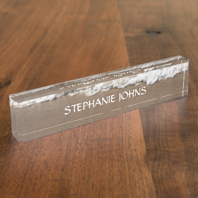 Sandy Beach Ocean Monogram Name Water Nautical Nameplate (Side)