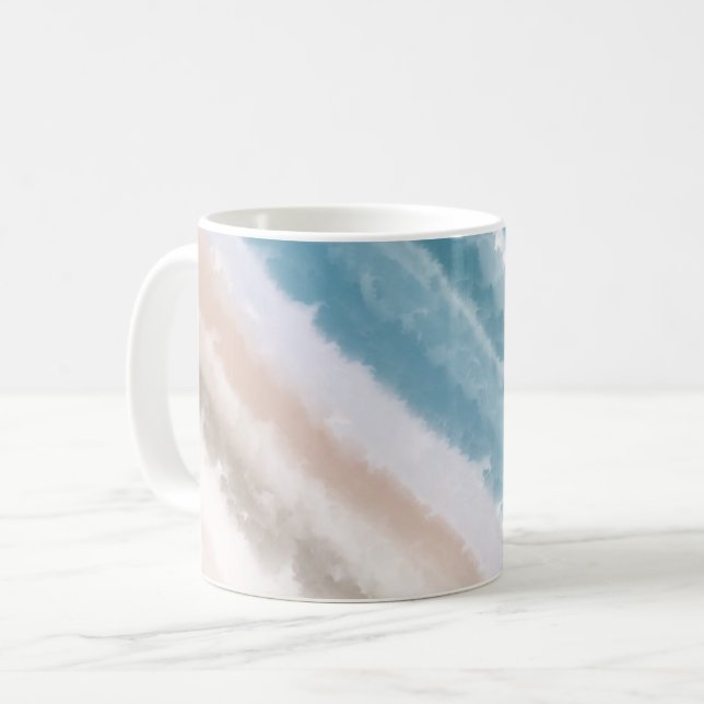 Sandy Beach Ocean Waves Abstract Watercolor  Coffee Mug (Front Left)