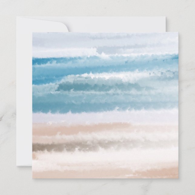 Sandy Beach Ocean Waves Abstract Watercolor Holiday Card (Front)