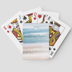 Sandy Beach Ocean Waves Abstract Watercolor Playing Cards
