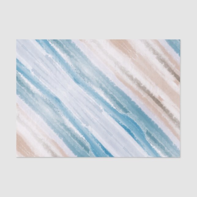Sandy Beach Ocean Waves Abstract Watercolor  Tissue Paper (Front)