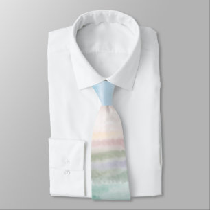 Sandy Beach Ocean Waves Sunset Abstract Watercolor Tie
