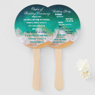 Sandy Beach Ocean Waves Wedding Hand Fan