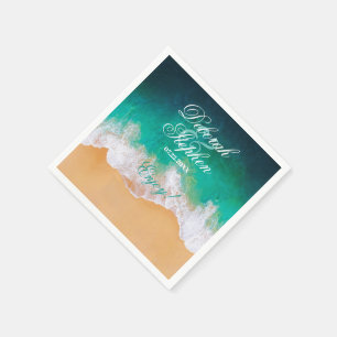 Sandy Beach Ocean Waves Wedding Napkin