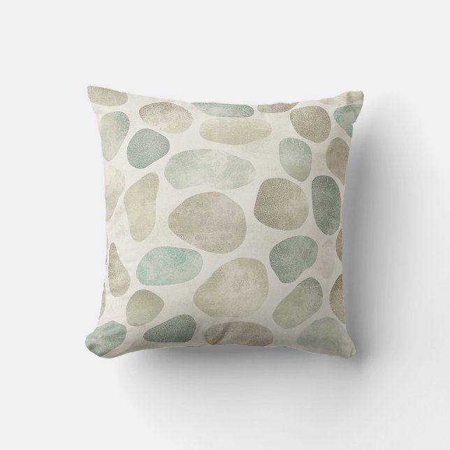 Sandy Beach Pebbles Retro Throw Pillow (Front)
