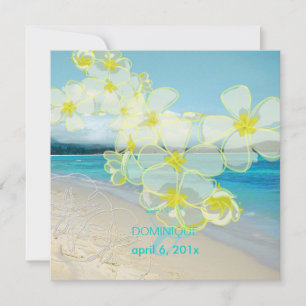 Sandy beach/plumerias destination wedding invitation