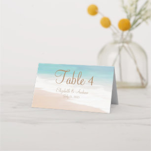 Sandy Beach Seaside Wedding Place Card