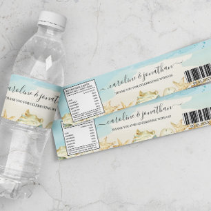 Sandy Beach Shells Nautical Destination Wedding Water Bottle Label