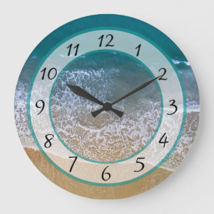 Sandy Beach Shore Ocean Waves Horloge