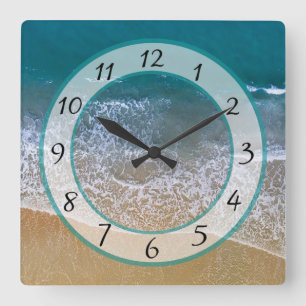 Sandy Beach Shore Ocean Waves Horloge