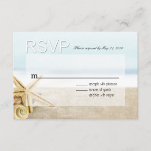 Sandy Beach Starfish Seashells RSVP Card