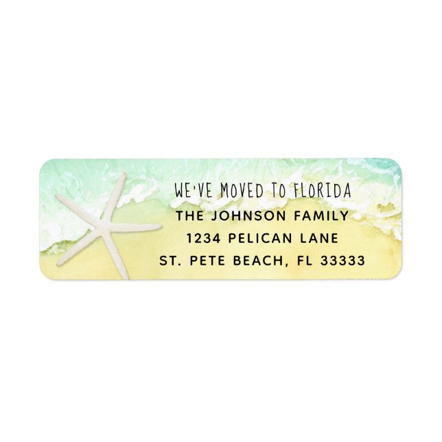 Sandy Beach Starfish We Moved Return Address (Front)