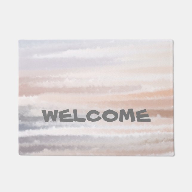 Sandy Beach Summer Tan Abstract Watercolor  Doormat (Front)