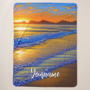 Sandy Beach Sunset Sherpa Blanket
