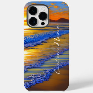 Sandy Beach Sunset with personalized name iPhone 14 Pro Max Case