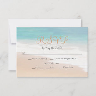 Sandy Beach Themed Seaside Beach Wedding RSVP Card