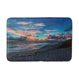 Sandy Beach Tropical Ocean Sunset Bath Mat