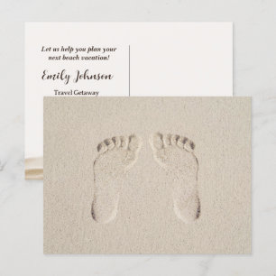 Sandy Beach Vacation Barefoot Prints Postcard
