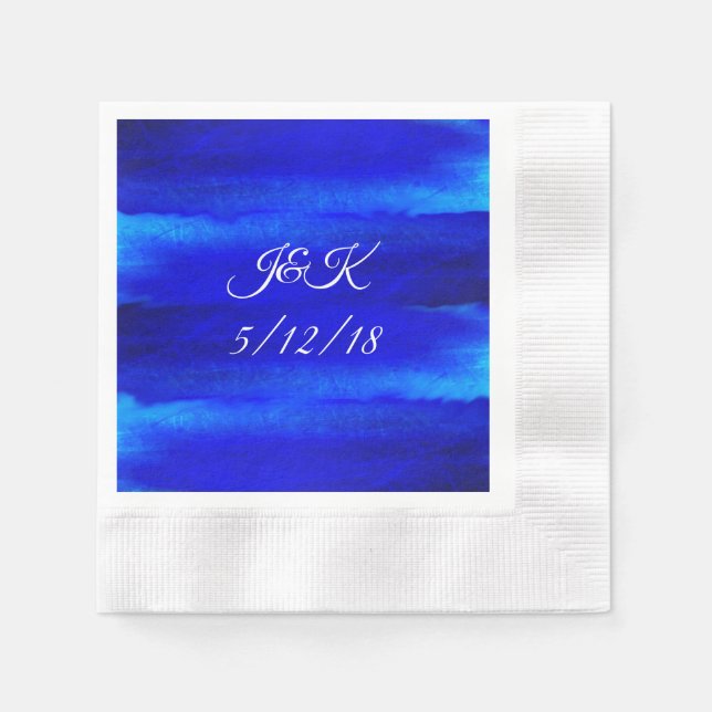 Sandy Beach Watercolor Wedding Dinner Napkins (Front)