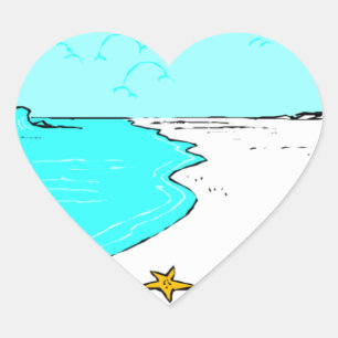 Sandy Beach Wedding Hearts Heart Sticker