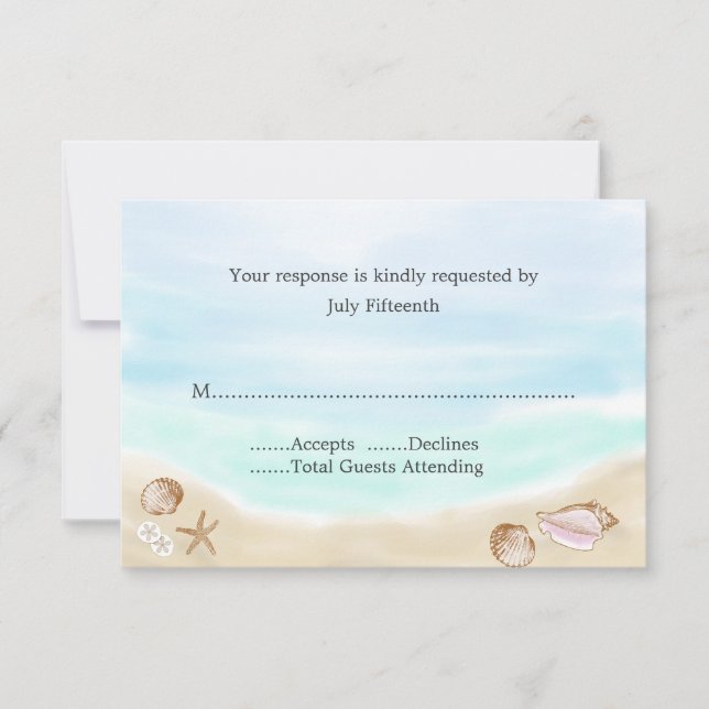 Sandy Beach Wedding RSVP Card (Front)