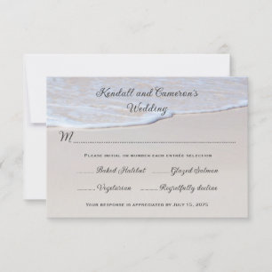 Sandy Beach Wedding RSVP Cards With Menu