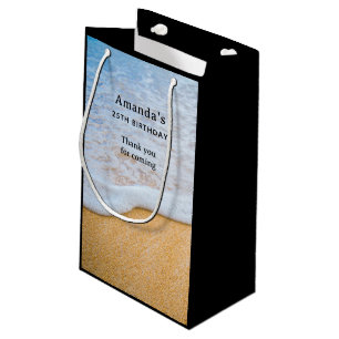 Sandy Beach with Foamy Surf - Birthday Thank You Small Gift Bag