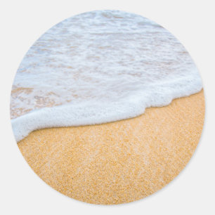 Sandy Beach with Foamy Surf Classic Round Sticker