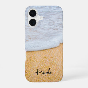 Sandy Beach with Foamy Surf iPhone 16 Case
