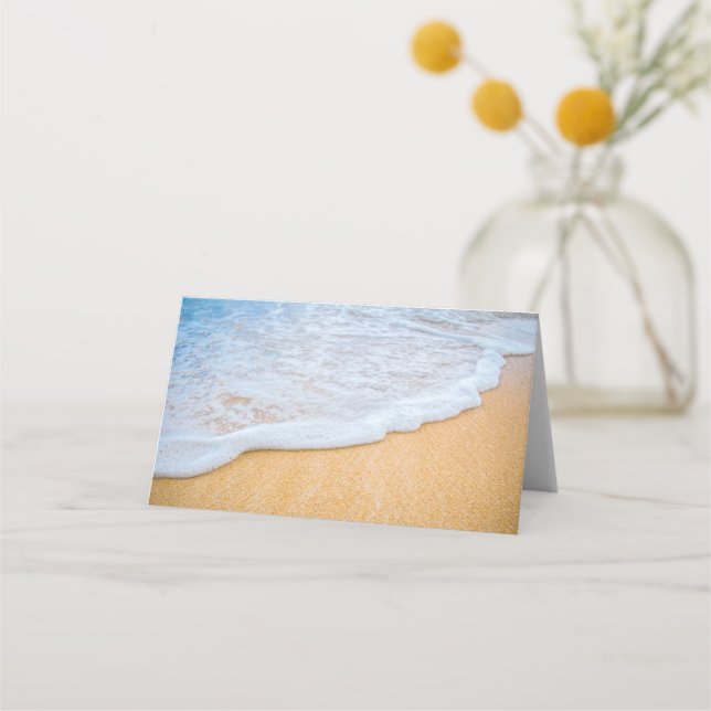 Sandy Beach with Foamy Surf Place Card (Front)