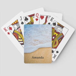 Sandy Beach with Foamy Surf Playing Cards