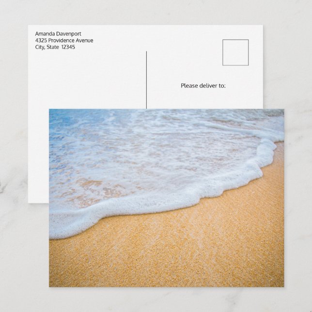 Sandy Beach with Foamy Surf Postcard (Front/Back)