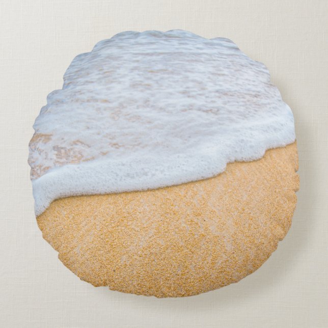 Sandy Beach with Foamy Surf Round Pillow (Front)