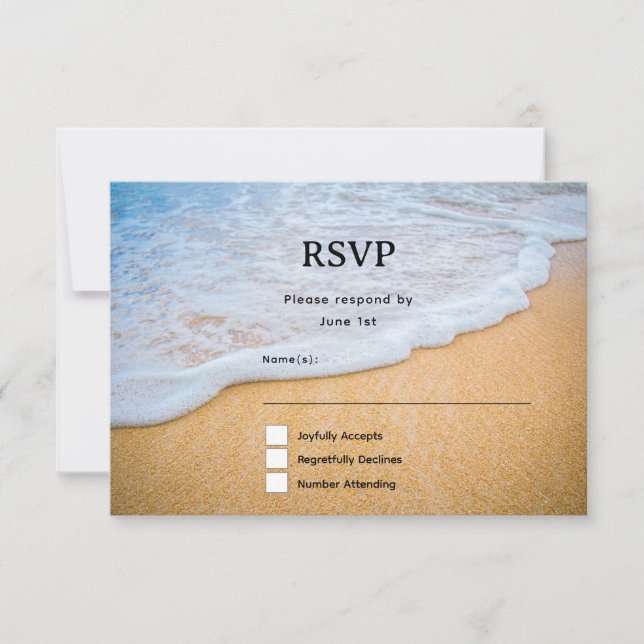Sandy Beach with Foamy Surf RSVP Card (Front)