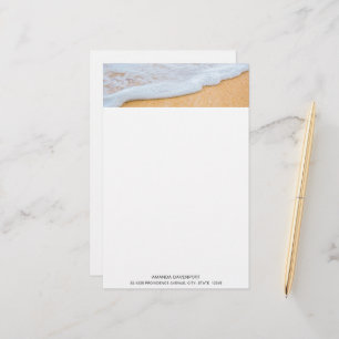  Sandy Beach with Foamy Surf Stationery