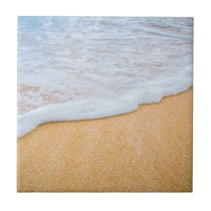 Sandy Beach with Foamy Surf Tile